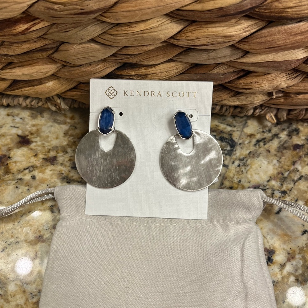 Kendra Scott Silver and Blue Earrings